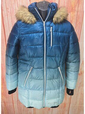 Boulder Gear Womens Blue Gradient Hooded Winter Jacket Large
